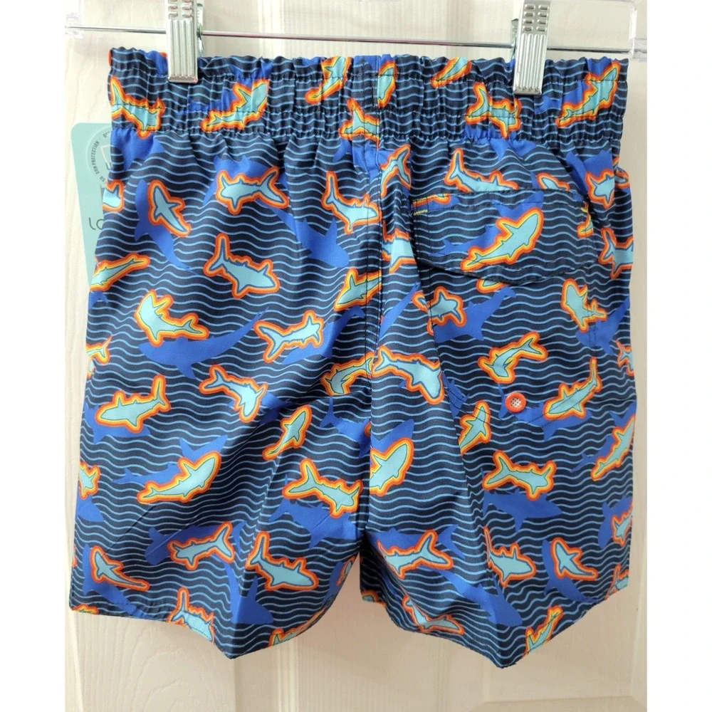 Laguna Swim Boys Shark Swim Trunks Size S (8) Blue NEW with Tags